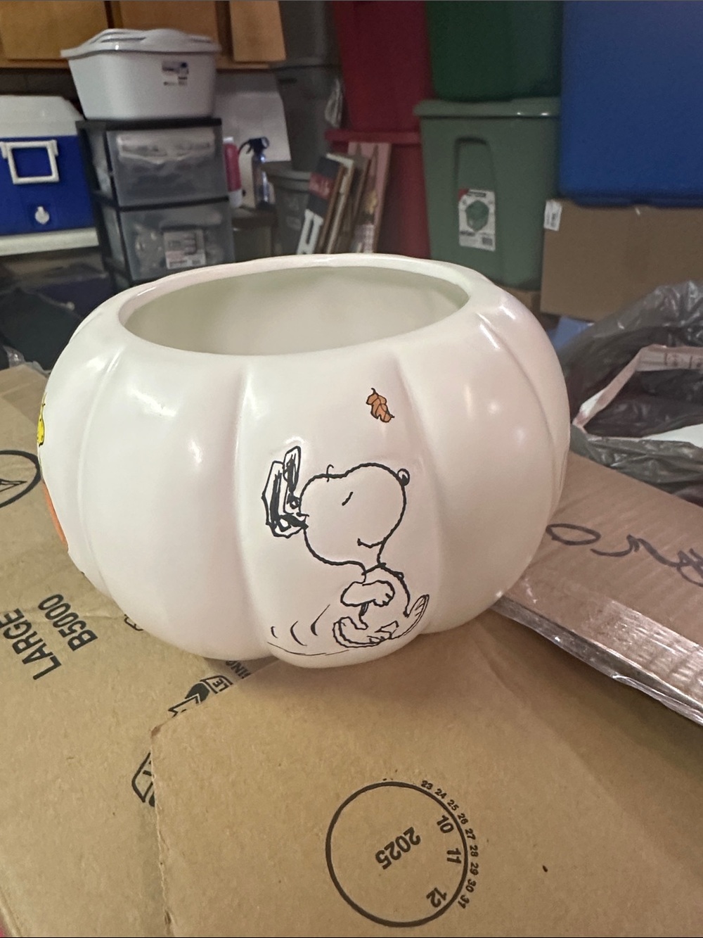 Peanuts White Snoopy Pumpkin Candy Bowl